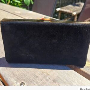 Vintage SHIRL MILLER Suede Clutch; Light Mocha